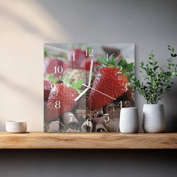 Vierkante glazen klok Aardbeien