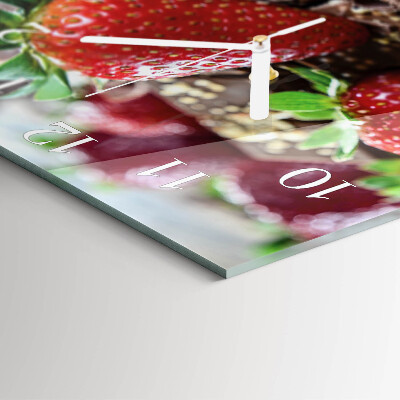 Vierkante glazen klok Aardbeien