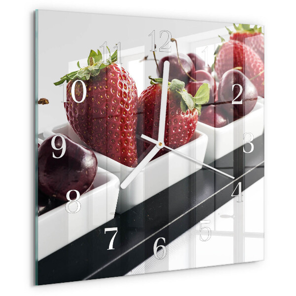 Vierkante glazen klok Aardbeien