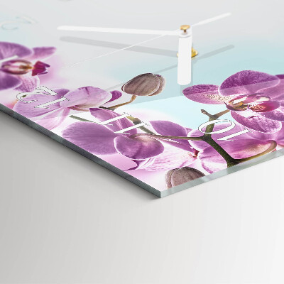 Vierkante glazen klok Orchidee