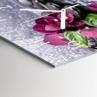 Vierkante glazen klok Orchidee