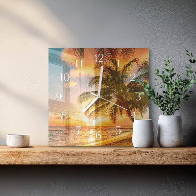 Vierkante glazen klok Zonsondergang