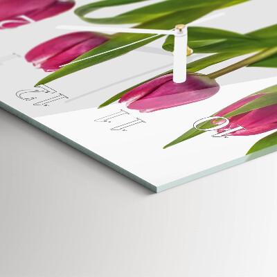 Vierkante glazen klok Tulpen