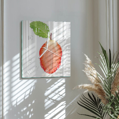 Vierkante glazen klok Aardbei