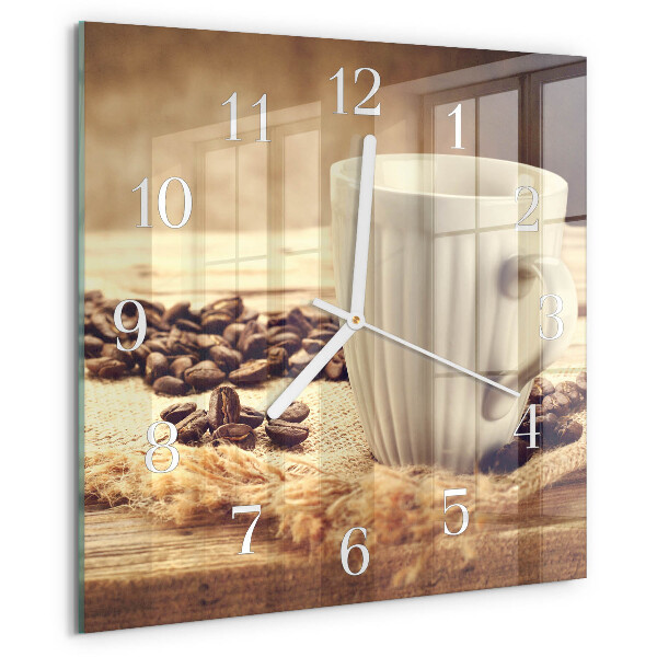 Vierkante glazen klok Koffie