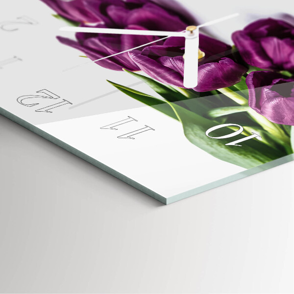 Vierkante glazen klok Tulpen