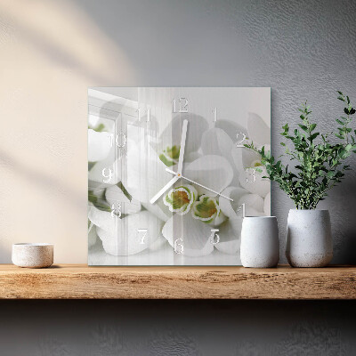 Vierkante glazen klok Bloemen