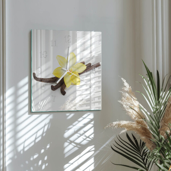 Vierkante glazen klok Vanille-orchidee