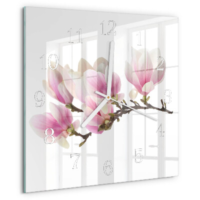 Vierkante glazen klok Magnolia