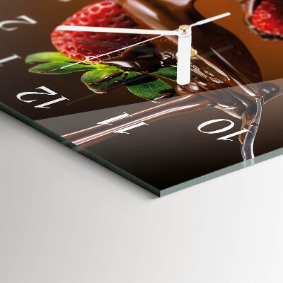 Vierkante glazen klok Chocoladeaardbeien
