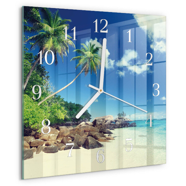Vierkante glazen klok Palm Beach