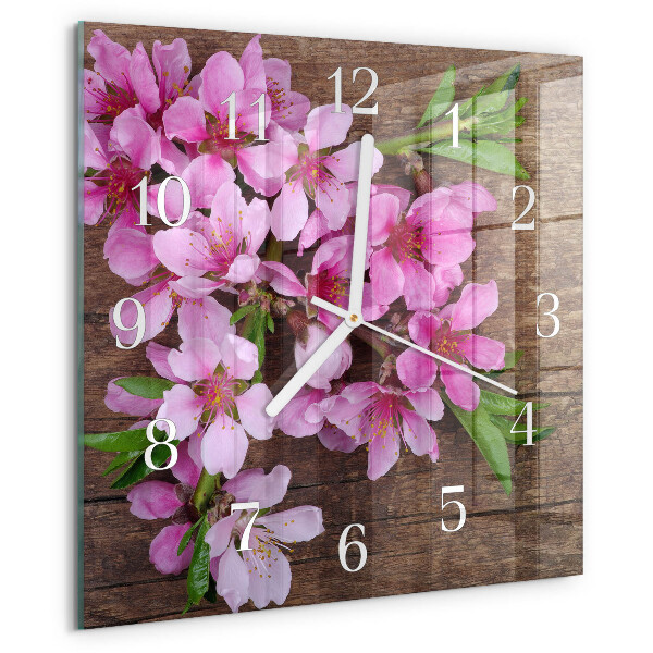 Vierkante glazen klok Bloemen