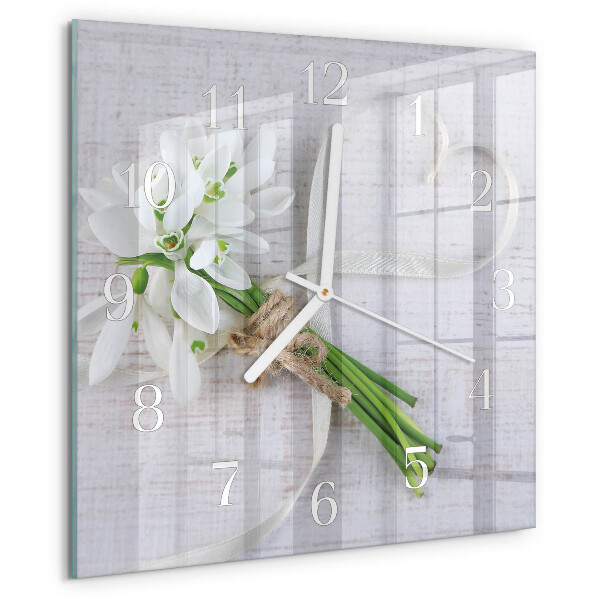 Vierkante glazen klok Boeket bloemen