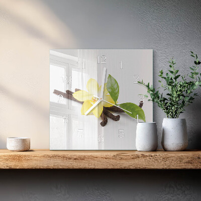 Vierkante glazen klok Vanille-orchidee