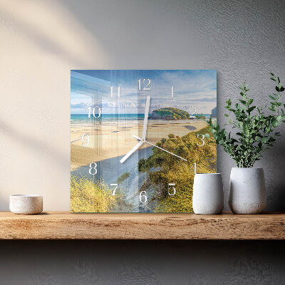Vierkante glazen klok Strand