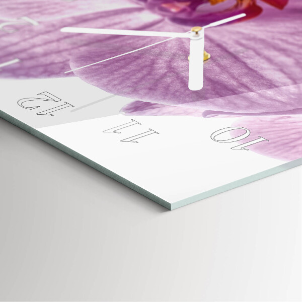 Vierkante glazen klok Orchidee