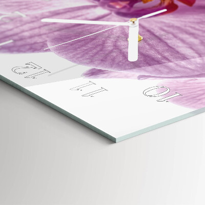 Vierkante glazen klok Orchidee