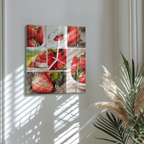 Vierkante glazen klok Aardbeien