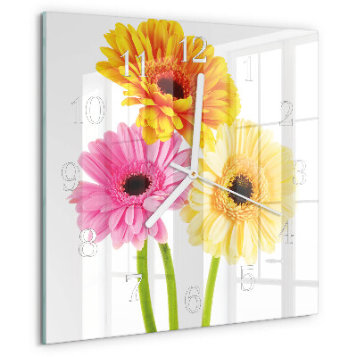 Vierkante glazen klok Bloemen