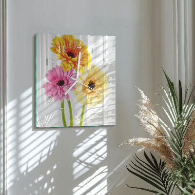 Vierkante glazen klok Bloemen