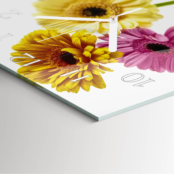 Vierkante glazen klok Bloemen