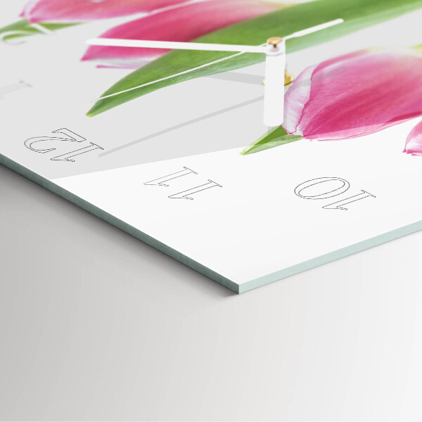 Vierkante glazen klok Tulpen