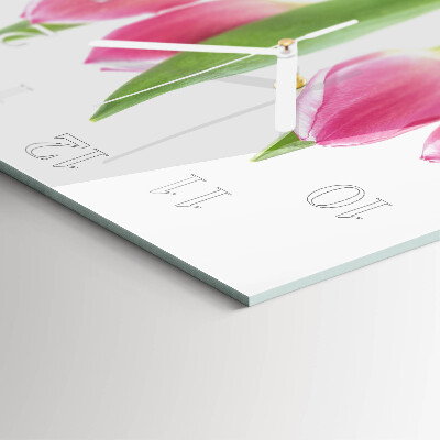Vierkante glazen klok Tulpen