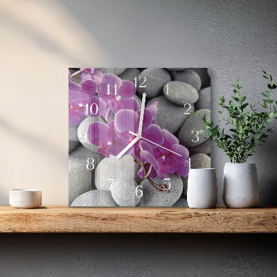 Vierkante glazen klok Orchideeënstenen