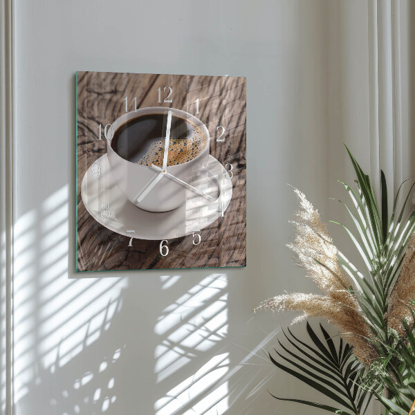 Vierkante glazen klok Koffie