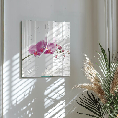Vierkante glazen klok Orchidee