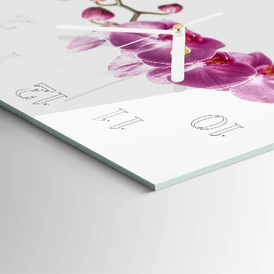 Vierkante glazen klok Orchidee
