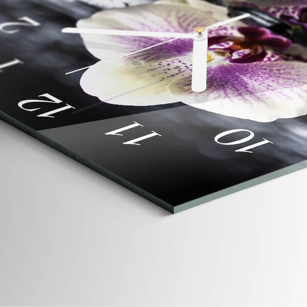 Vierkante glazen klok Orchidee