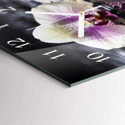 Vierkante glazen klok Orchidee
