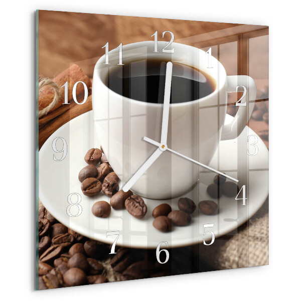 Vierkante glazen klok Koffie