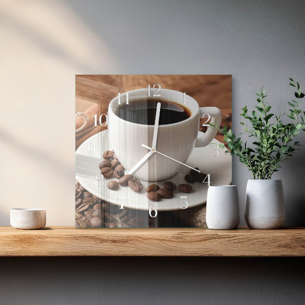 Vierkante glazen klok Koffie
