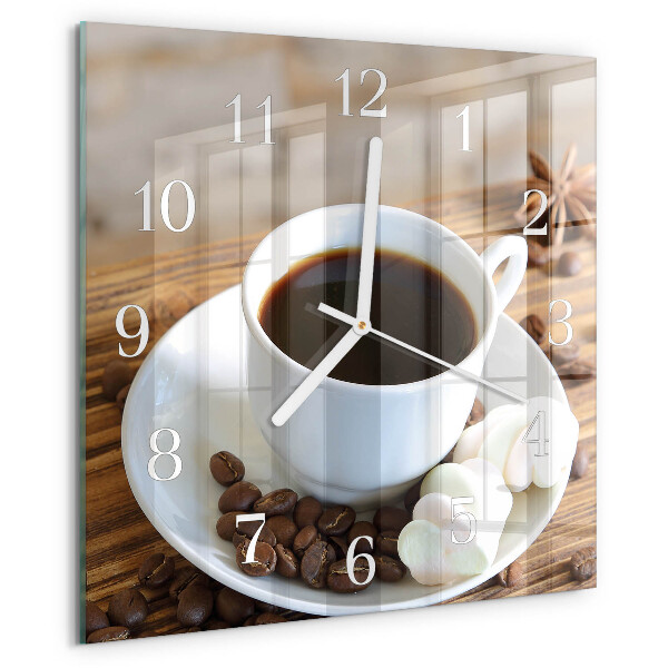 Vierkante glazen klok Koffie