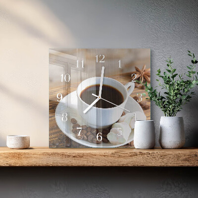 Vierkante glazen klok Koffie