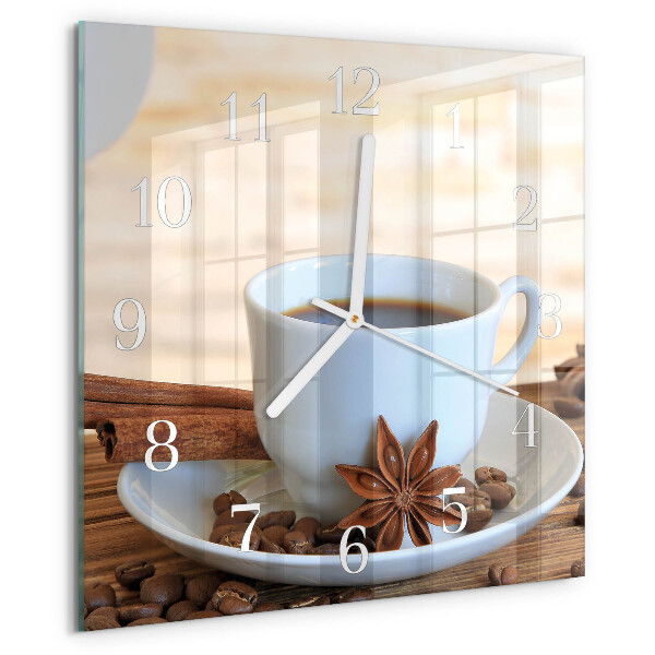Vierkante glazen klok Koffie