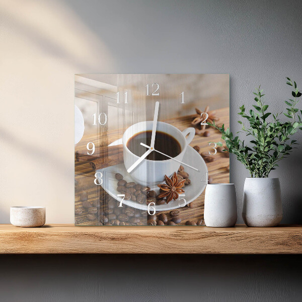 Vierkante glazen klok Koffie