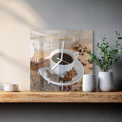 Vierkante glazen klok Koffie