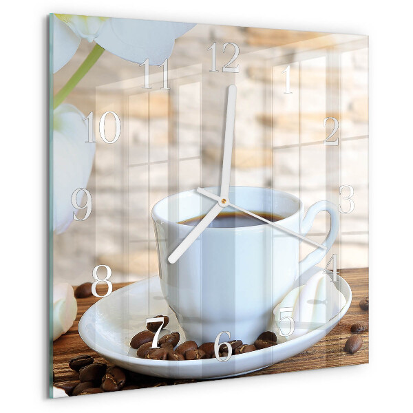 Vierkante glazen klok Koffie