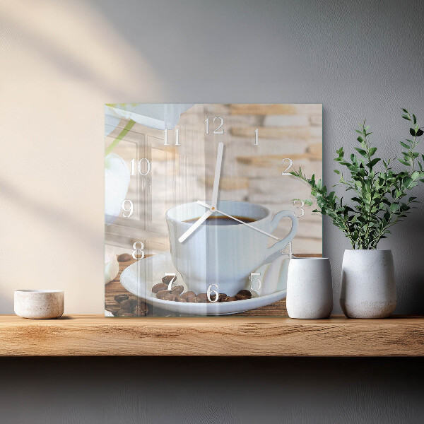 Vierkante glazen klok Koffie