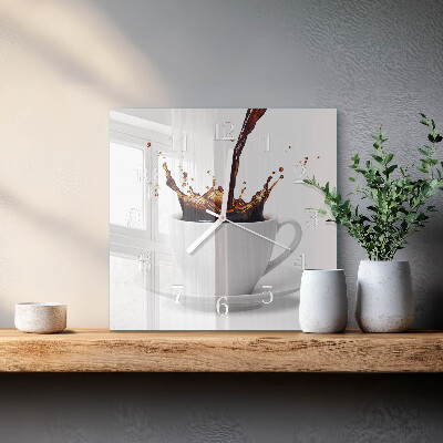 Vierkante glazen klok Koffie
