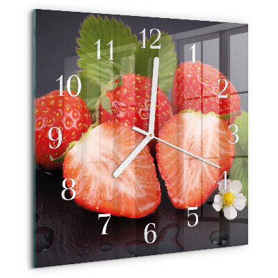 Vierkante glazen klok Aardbeien