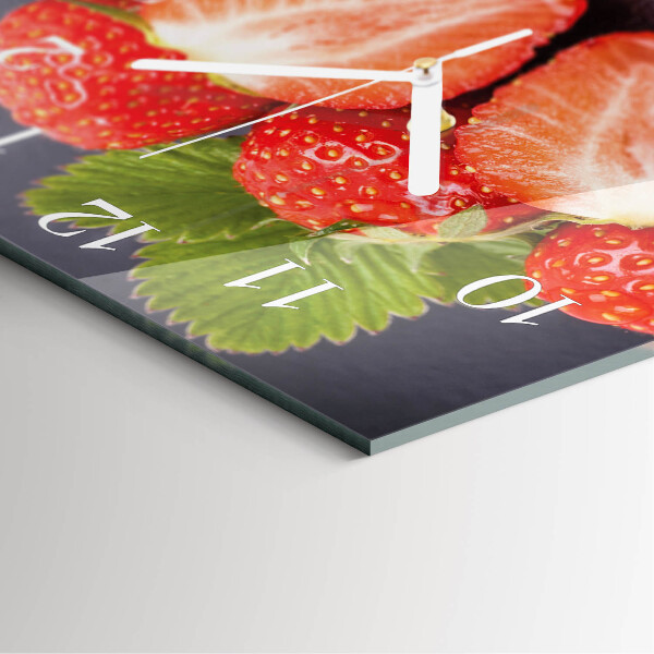Vierkante glazen klok Aardbeien