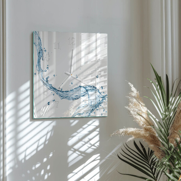 Vierkante glazen klok Water