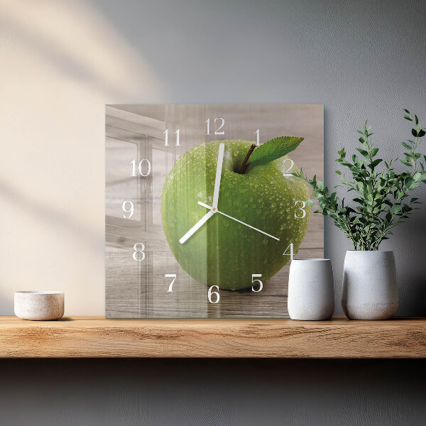 Vierkante glazen klok Appels