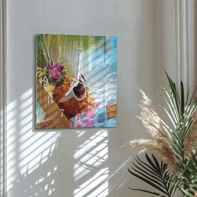 Vierkante glazen klok Ananas
