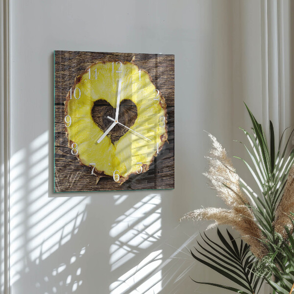 Vierkante glazen klok Ananas