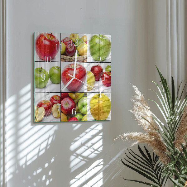 Vierkante glazen klok Appels